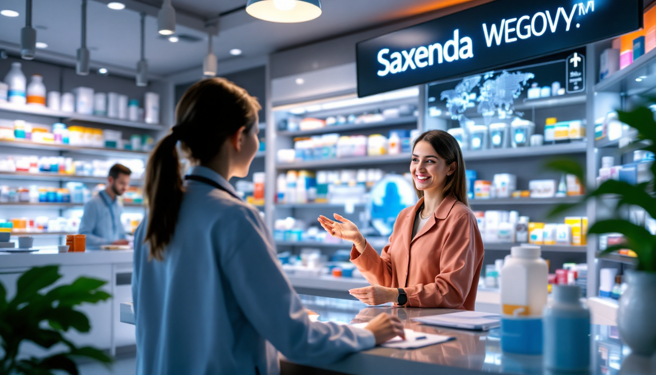 2026년의 비만 치료제 시장과 주요 약물들을 보여주는 현대적인 의료 시장 장면