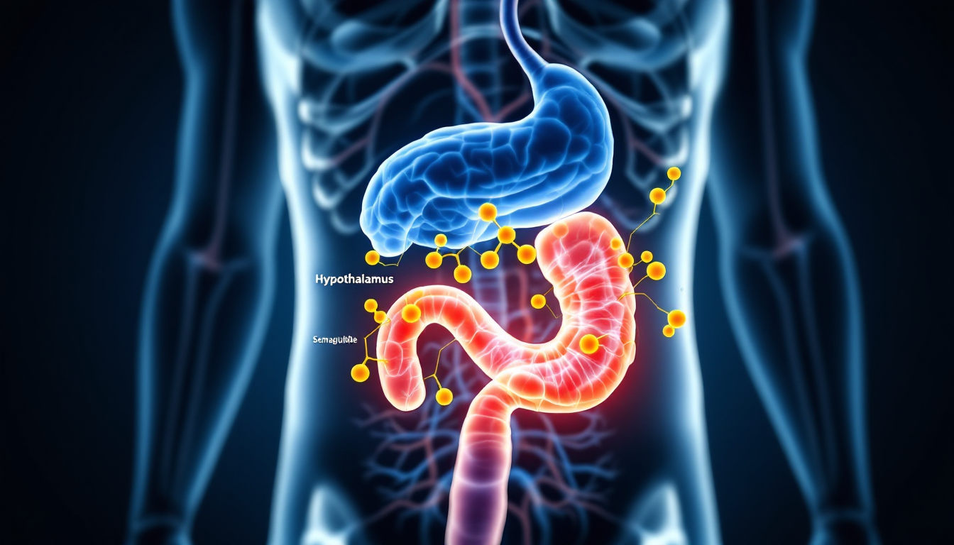 위고비의 작용 원리를 보여주는 뇌와 위의 실사 이미지