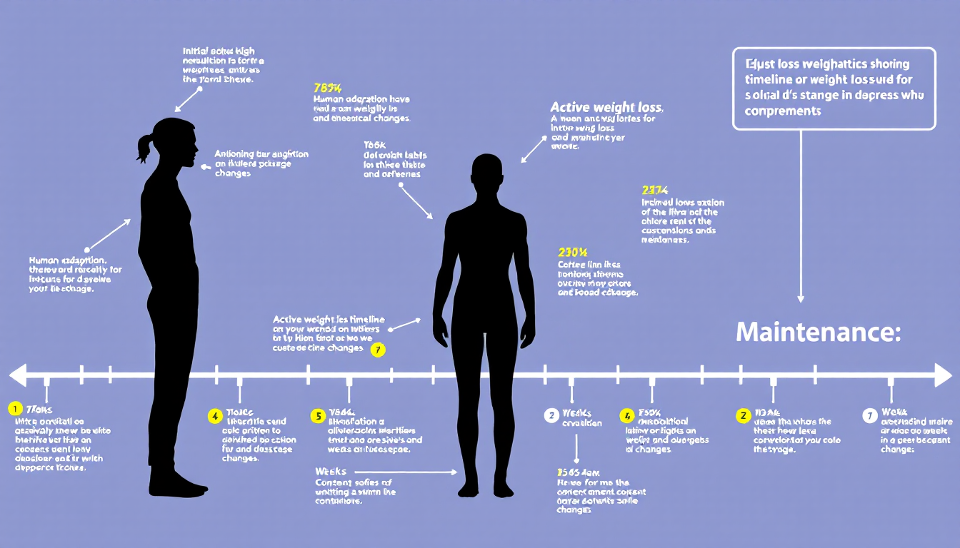 마운자로 다이어트의 3단계 체중 감량 로드맵을 표현한 인포그래픽 스타일 이미지