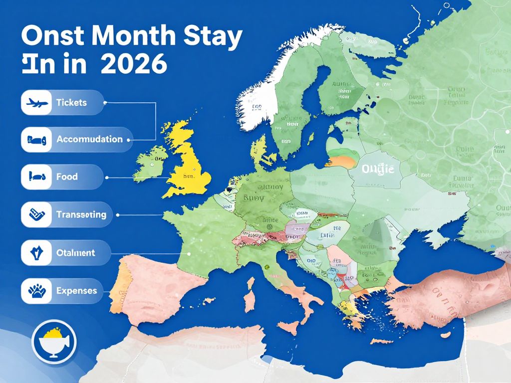 2026년 유럽 한달 살기 비용 구성 인포그래픽