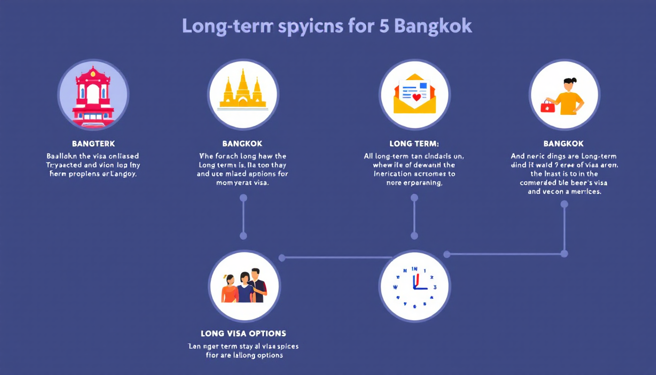 방콕 장기 체류 비자 종류와 주요 조건을 직관적으로 보여주는 인포그래픽