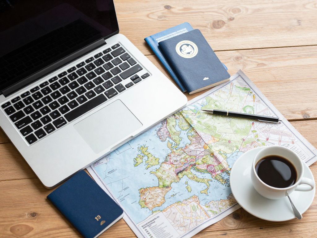 유럽 한달 살기 계획을 세우는 여행자의 모습