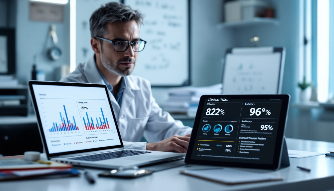 체중 감량과 심혈관 건강 효과를 나타내는 임상 연구 분석 장면